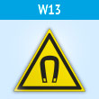 Знак W13 «Внимание! магнитное поле» (пластик, сторона 200 мм)